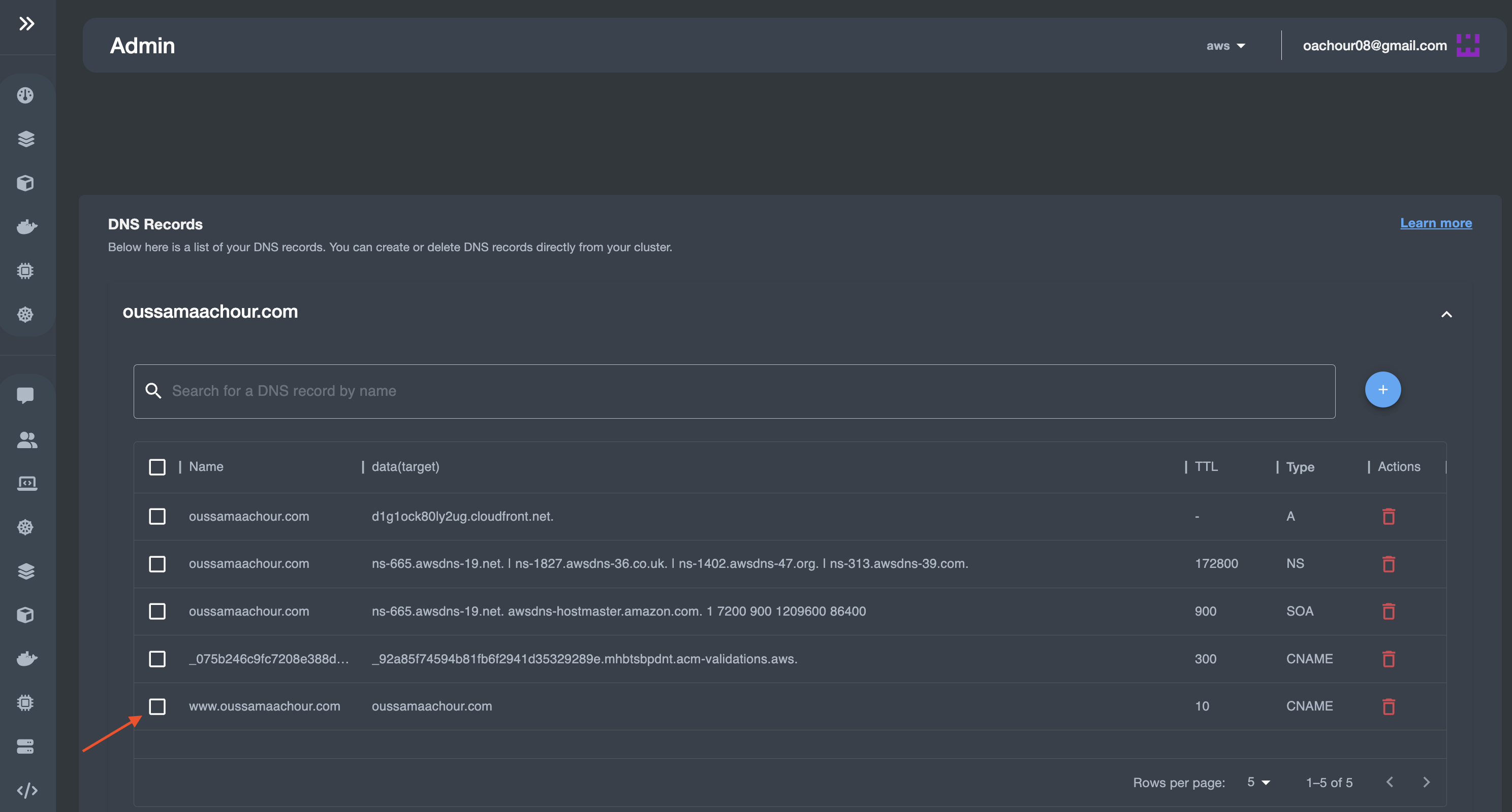 DNS record created